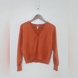 Copper orange button-up cardigan